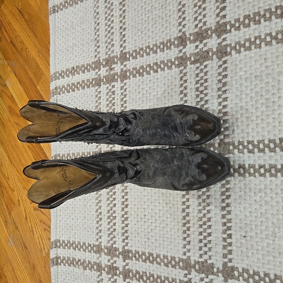 Corral Women's Sequin Eagle Black & Gray Snip Toe Cowboy Western Boots Size 8 - Picture 3 of 6